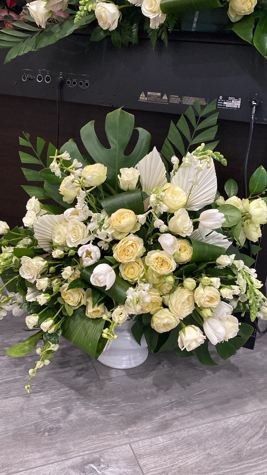 White & green floral design