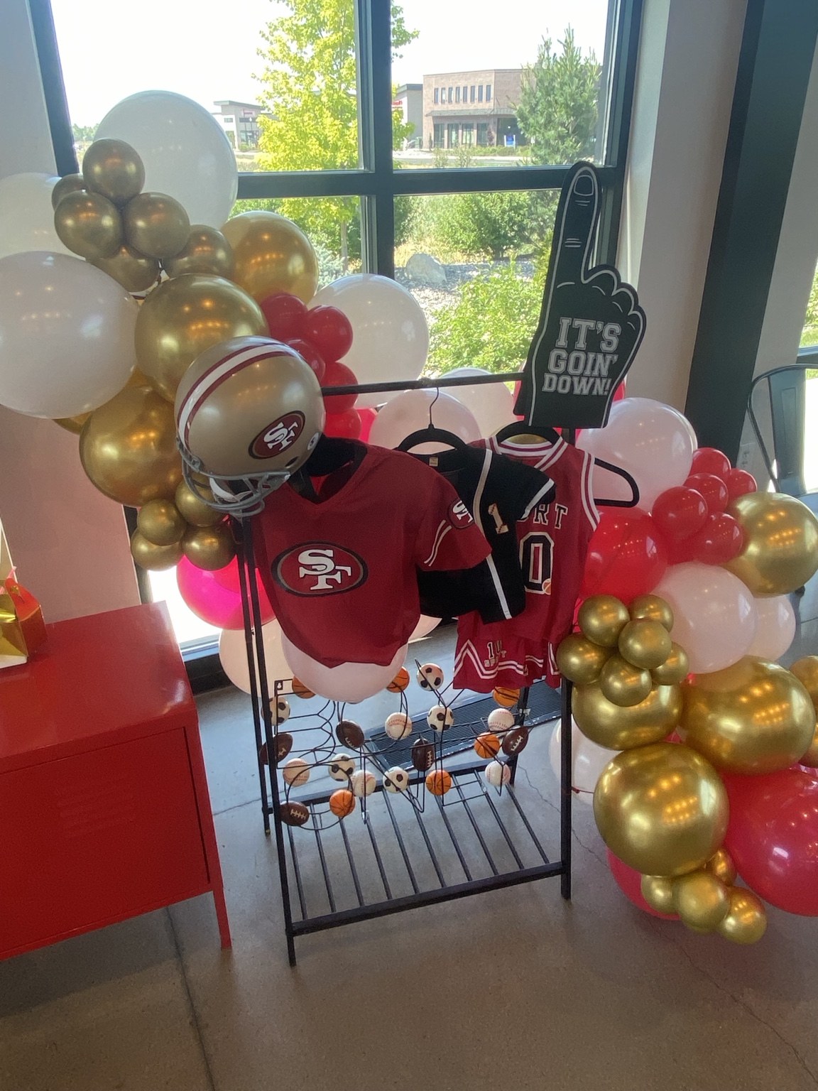 Football-themed balloon display