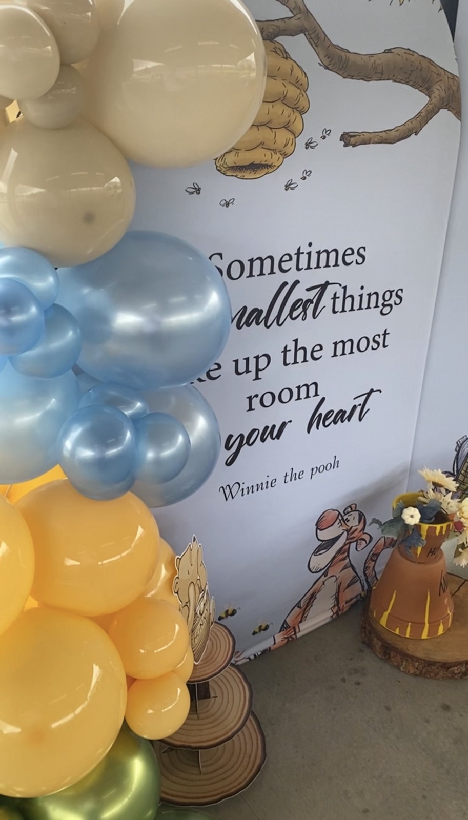 Blue and yellow storybook balloon backdrop