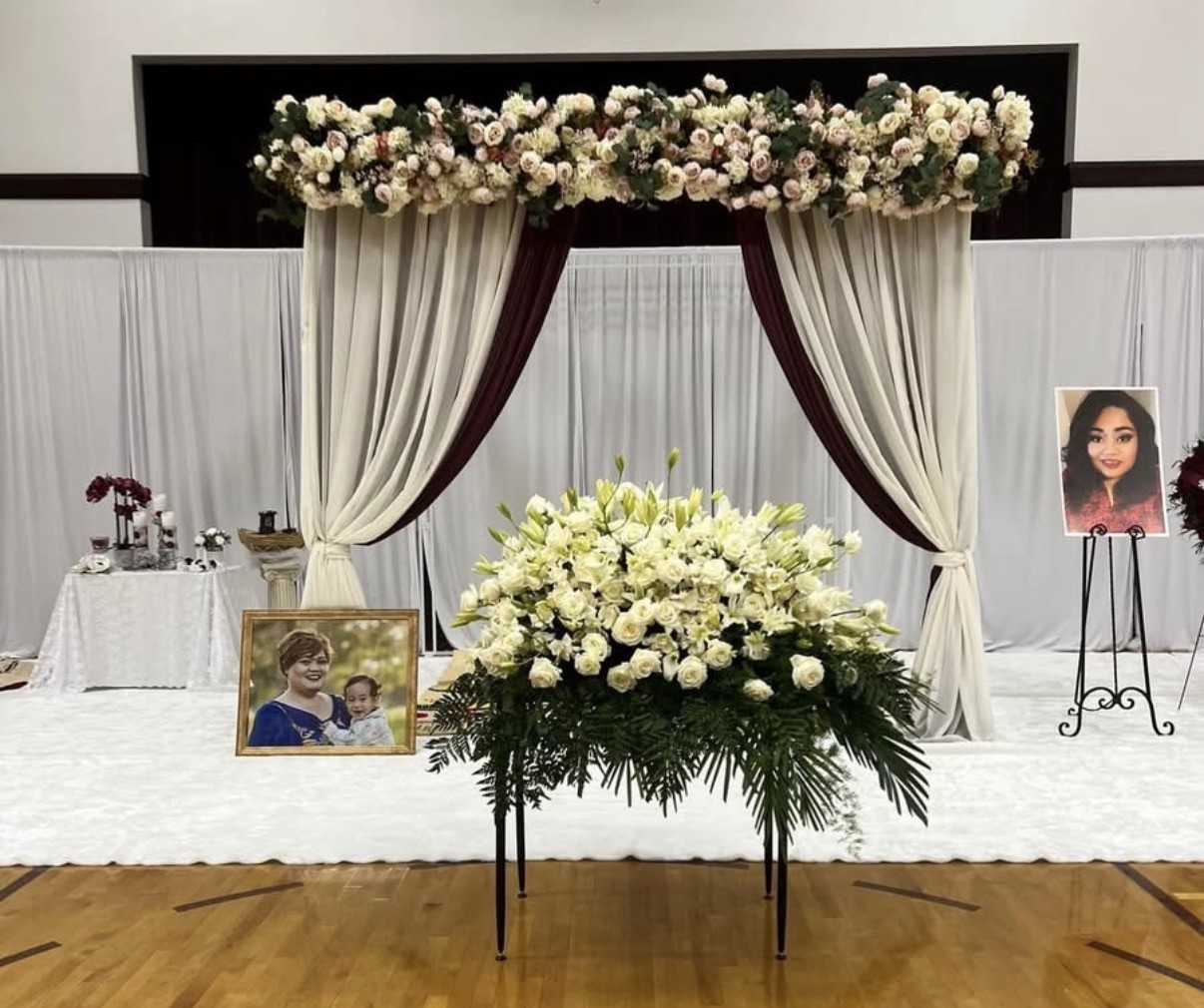 Memorial floral arch and tribute display