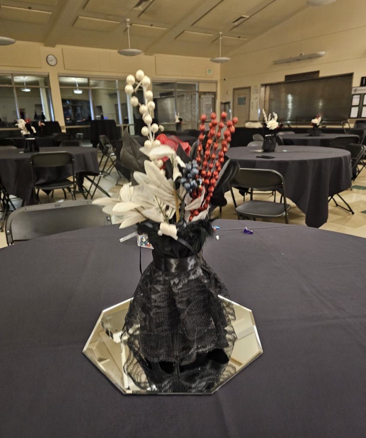 Black and red dining tablescape